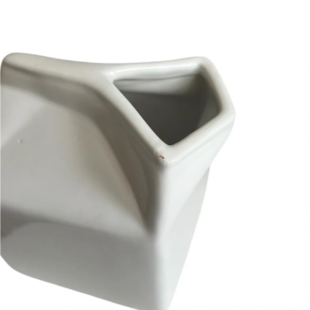 Crate & Barrel White Ceramic Milk Carton Style Creamer Container